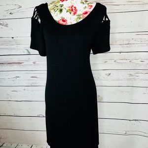 Forever 21 Plus black tie up cut out sleeves dress